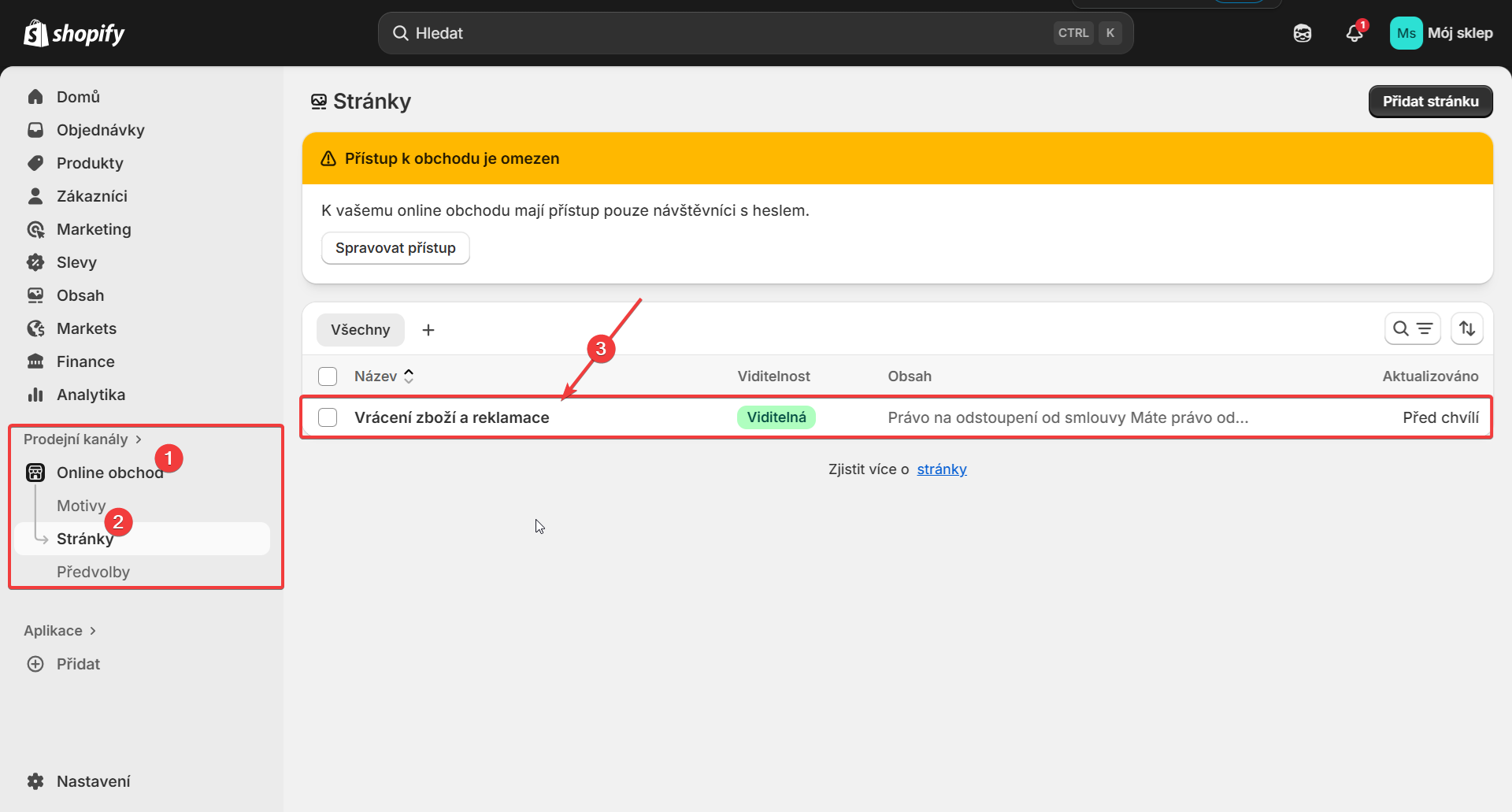 Shopify alternativní metoda